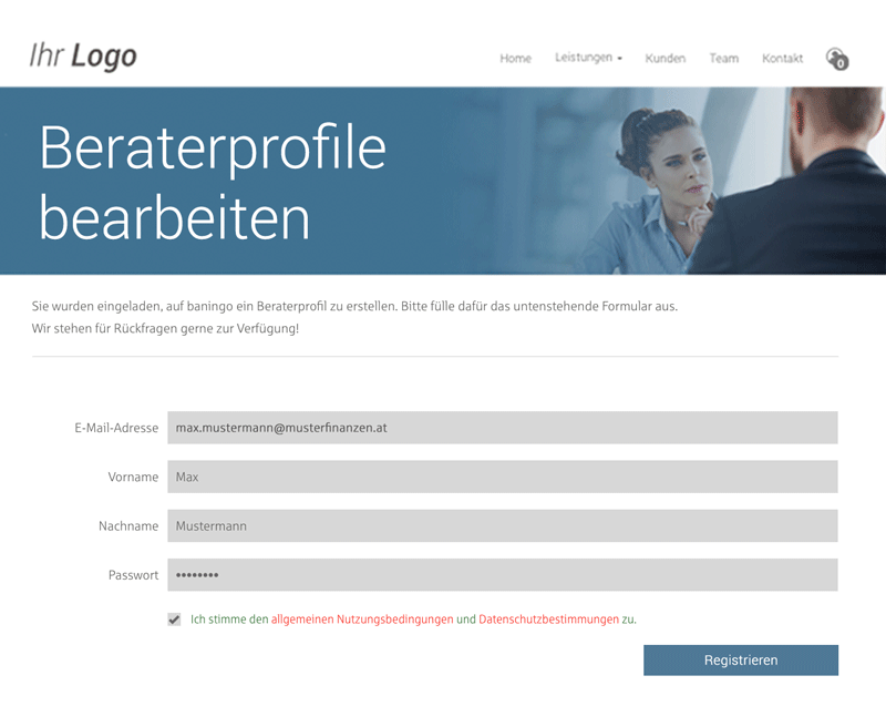 Registrierung als Berater
